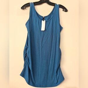 Hazel & Jools Gathered Tank Top Tee Women’s Blue Ruched Sides Size Medium New!
